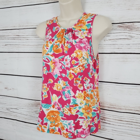 Chaps | Floral Keyhole Back Tank Top - Picture 2 of 7